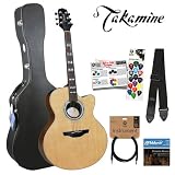 Takamine Jumbo EG524SC-NS 6-String Acoustic Electric Guitar Kit With Hard Shell Guitar Case. Includes Planet Waves PWS-100 Strap, Planet Waves PW-CGT-10 Cable, DAddario EJ16 Strings and Planet Waves/GO-DPS 16 Pick Sampler (PW-SAMPLER)