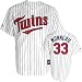 Justin Morneau Jersey: Adult 2010 Majestic Home White Pinstripe Replica #33 Minnesota Twins Jersey