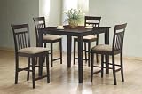 5pc Cappuccino Finish Counter Height Dining Table and 4 Barstools Set