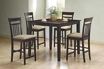 5pc Cappuccino Finish Counter Height Dining Table and 4 Barstools Set