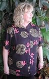 Mandarin Collar Blouse - Golden Dragon Women's Hawaiian Aloha Blouse - Regular and Plus Size