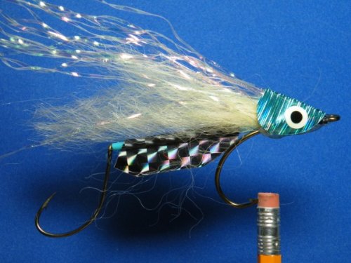 NEW FLIES Holographic & Glow in the Dark Tandem Hook Sinking Bass & Pike Lazar Head Fly #71