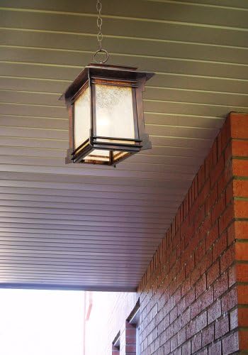 Franklin Iron Works Hickory Point Rustic Mission Outdoor Ceiling Light Hanging Lantern Bronze Metal 19 1/4" Frosted Cream Glass Damp Rated for Exterior House Porch Patio Outside Deck Garage Home