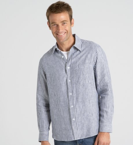 Big & Tall Blue Harbour Pure Linen Stripe Shirt