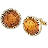 Mens Indian Head Penny Cufflink by Competition in Gold Metal