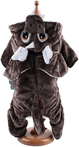 Rachel Pet Products Elephant Velvet Pet Hoodie Hooded Jumpsuit Costume for Puppy Dogs, Grey, L