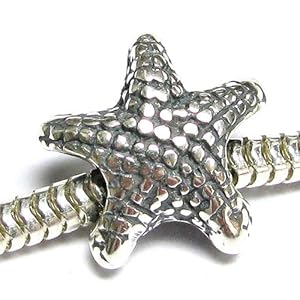 Sterling Silver Starfish Star Fish Focal Bead Charm For Pandora European Charm Bracelets