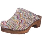 Sanita Valborg / Ofelia Wood Mule Clogs in Purple Textile - Factory 2nd