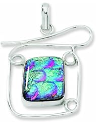 Genuine .925 Sterling Silver Multicolor Dichroic Glass Fancy Pendant 12.4 Grams. 100% Satisfaction Guaranteed.