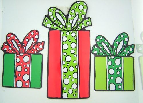 Wrap it Up Red and Green Christmas Present Gift Magnets, Seasonal Holiday Xmas Decor for Cars, Garage Doors, Lockers, Whiteboards, and More, Set of 3, 8 Inches