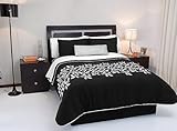 Black Gray Embroidered Comforter Bedding Set Queen 5 Pcs