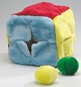 Van Riel - Cube de jeu en peluche avec 4 balles et bruit, pour chiens - 20 x 20 x 20 cm.