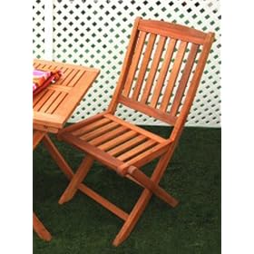 VIFAH V04 V504 Outdoor Wood Folding Bistro Chairs, 2-pack, Natural Wood Finish, 24 by 19... by VIFAH