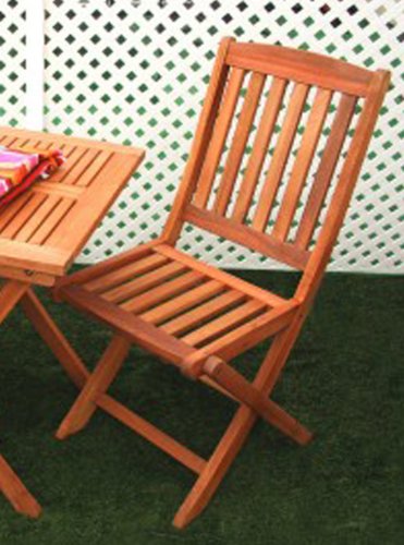VIFAH V504 Outdoor Wood Folding Bistro Chairs, 2-pack, Natural Wood Finish, 24 by 19 by 27-Inch