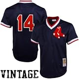 MLB Mitchell & Ness Jim Rice Boston Red Sox 1989 Authentic Throwback Mesh Batting Practice Jersey - Navy Blue (Medium)