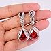 EVER FAITH Austrian Crystal Red Drop CZ Stunning Wedding Infinity 8-Shaped Pierced Dangle Earrings