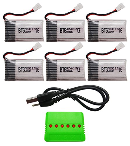 BTG 3.7V 600mAh Battery 6PCS & 6 In 1 Battery Charger for Syma X5C X5SW X5C-1 X5SC X5SC-1