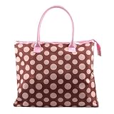 PDS22003 Travel Tote Brown Pink Polka Dots