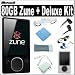 Zune 80 GB Digital Media Player Black (2nd Generation) + Deluxe MP3 Acessory Kit/Includes:-BLACK Zune Headphones - Skin Case with Armband - Digital Audio Player Portable Speaker System - Gellybean Earbuds 2 Pack - Zune & MP3 Player Ear Bud - Multiple User Splitter Cable - USB AC Charger for Zune and MP3 - Sock for Zune Or MP3 - Lens/Filter Cleaning Cloth