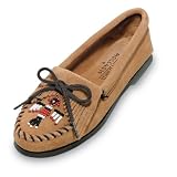 Thunderbird Suede Minnetonka Moccasin in Tan Womens