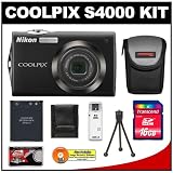 cheap Nikon Coolpix S4000 12 MP Digital Camera with 4x Optical Zoom (Black) with 16GB Card + Battery + Case + Accessory Kit