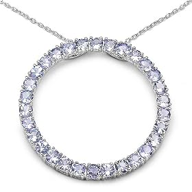 5.20 Carat Genuine Tanzanite Ovals Sterling Silver Pendant by JewelzDirect