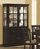 China Cabinet Buffet Hutch with Lattice Design Deep Cappuccino Finish