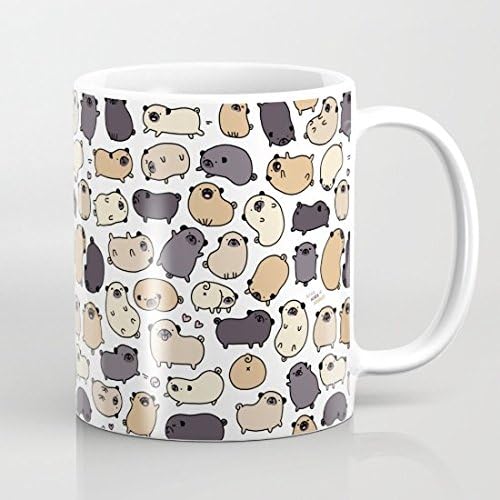 Lisapads Pug Life Doodle White Ceramic Milk Cup Coffee Tea Mug for Gift Job Family 11 Oz