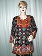 Womens Black Red Printed Designer Crepe Kurti Tunic Top Medium !!