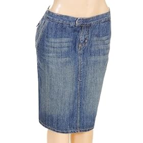 Four Pocket Denim Knee Length Skirt for Full Figured Women / Plus Size