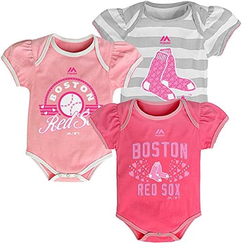 Boston Red Sox Baby / Infant Girls 3 Piece Creeper Set Pink 6-9 Months