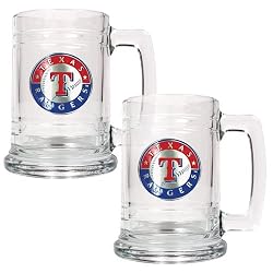 Texas Rangers MLB 2pc 15oz Glass Tankard Set- Primary Logo by Great American Products