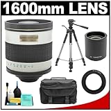 Rokinon 800mm Multi-Coated Mirror Lens with 2x Teleconverter (=1600mm) + Tripod + Case + Accessory Kit for Olympus Evolt E-300, E-330, E-410, E-420, E-500, E-510, E-520, E-1, E-3 Digital SLR Cameras