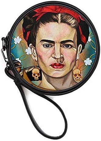 Cool Boys Custom Design Frida Kahlo Painting Women Make Up Bag Personality Round Makeup Bag