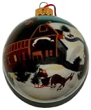 Hand Painted Glass Ornament, Holiday Scene CO-130