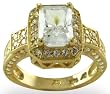 14KT Yellow Gold 2.42 CTW Vintage Look Emerald Shape CZ Ring