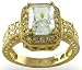 14KT Yellow Gold 2.42 CTW Vintage Look Emerald Shape CZ Ring