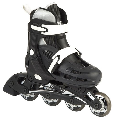 Childrens Toyshop  Toys : SFR Cyclone Black/White Kids Adjustable Inline Skate - Size UK 3 - UK 6