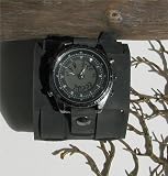 The “Midnight” 3″ Wide Aged Black Leather Watchband / Wristband.