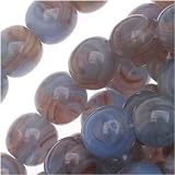 Czech Glass Druk Round Beads 6mm Hurricane Glass Blue Berry Swirl (50)