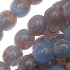 Czech-Glass-Druk-Round-Beads-6mm-Hurricane-Glass-Blue-Berry-Swirl-50-