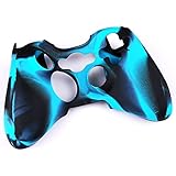 Factop Xbox360 Controller Camo Black Blue Silicone Protector Skin Case Cover
