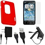 GTMax Red Soft Rubber Silicone Skin Protector Cover Case + Clear LCD Screen ....