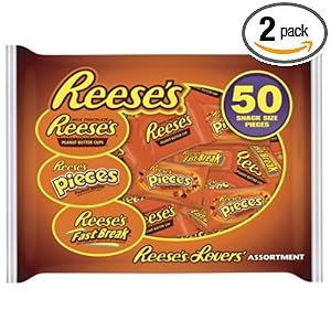 Reese's Snack Size Assortment (Reese's, Reese's Pieces & Reese's Fast Break), 50-Piece (Pack of 2)