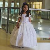 Angels Garment White Lilac Off Shoulder Occasion Dress Girls 2T-6