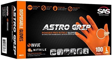 Astro GripTM Powder-free Nitrile Disposable Glove, Large Size, Full Case (10 Boxes of 100)