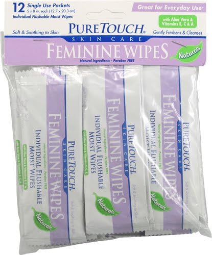 Puretouch Individual Flushable Moist Feminine Wipes -- 12 Packets