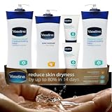 Vaseline Intensive Rescue and Total Moisture VALUE PACK, Two 24.5 oz Moisture Locking Lotion Hypoallergenic Moisturizer, One 20.3 oz Conditioning Body Lotion with Vitamins E and A with Pro-Vitamin B5 and Two 3.1 oz Healing Hand Cream Hypoallergenic Moisturizers - Healthy Silky Skin, Total of 5 Bottles and 75.5 oz