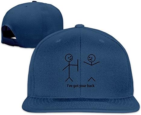 Men Women Funny Stick Figures I Got Your Back Snapback Flatbrim Navy Cap
