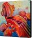Cello Head in Red Canvas Print / Canvas Art - Artist Susanne Clark